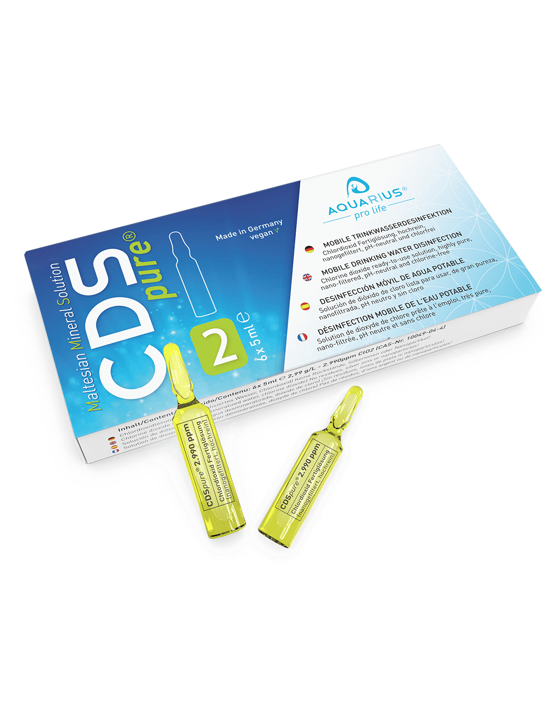 Aquarius Pro Life - Cdspure : Solución De Dióxido De Cloro 6x5ml En Ampollas De Vidrio