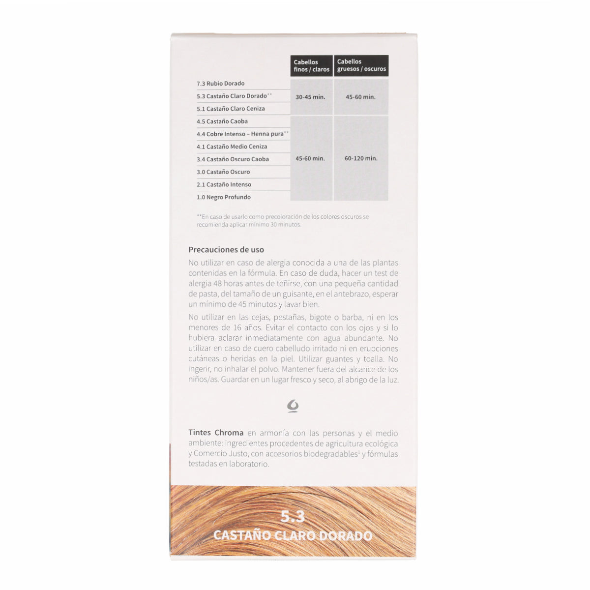 Tinte Chroma BIO Castaño Claro Dorado 5.3 100 g