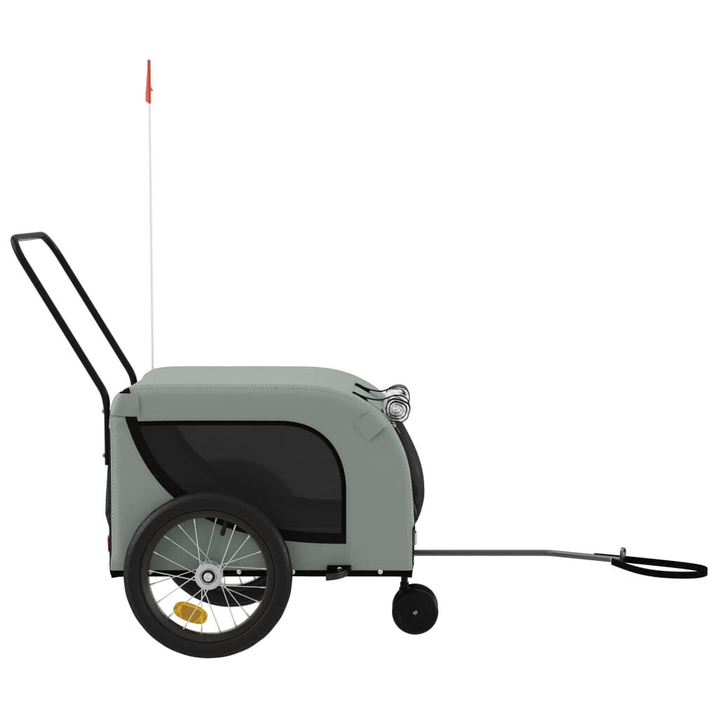 Vidaxl Remolque De Bicicleta Mascotas Hierro Tela Oxford Gris Negro_4
