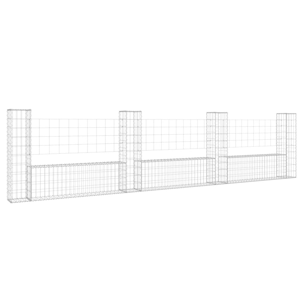 Cesta De Gaviones Forma De U 4 Postes De Hierro 380x20x100 Cm / Vetonek_0