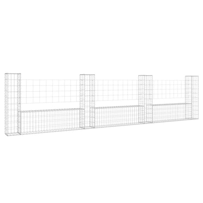 Cesta De Gaviones Forma De U 4 Postes De Hierro 380x20x100 Cm / Vetonek_0