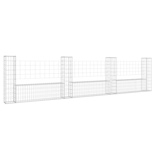 Cesta De Gaviones Forma De U 4 Postes De Hierro 380x20x100 Cm / Vetonek_0