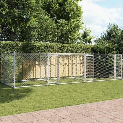 Jaula De Perros Con Puertas Acero Galvanizado Gris 6x2x1,5 M_1