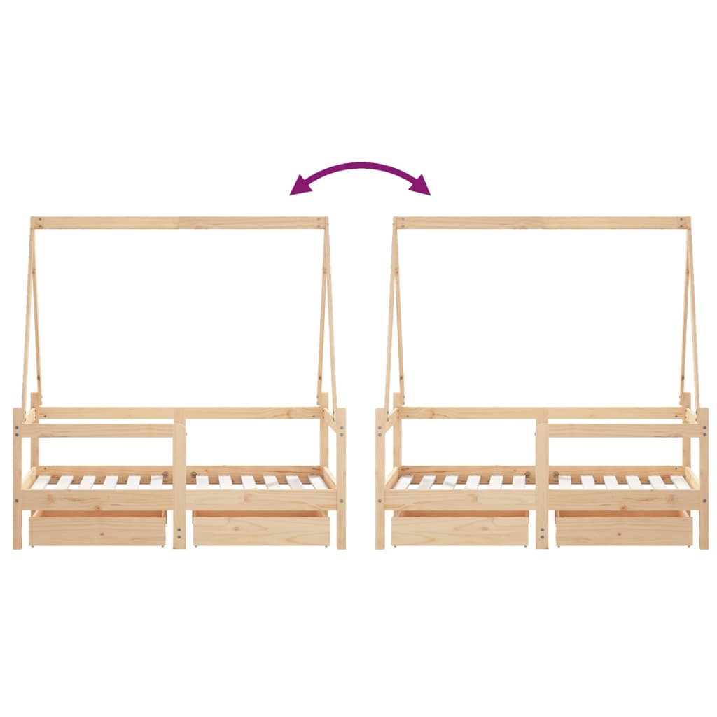 Estructura De Cama Para Niños Con Cajones Madera Pino 70x140 Cm / Vetonek_1