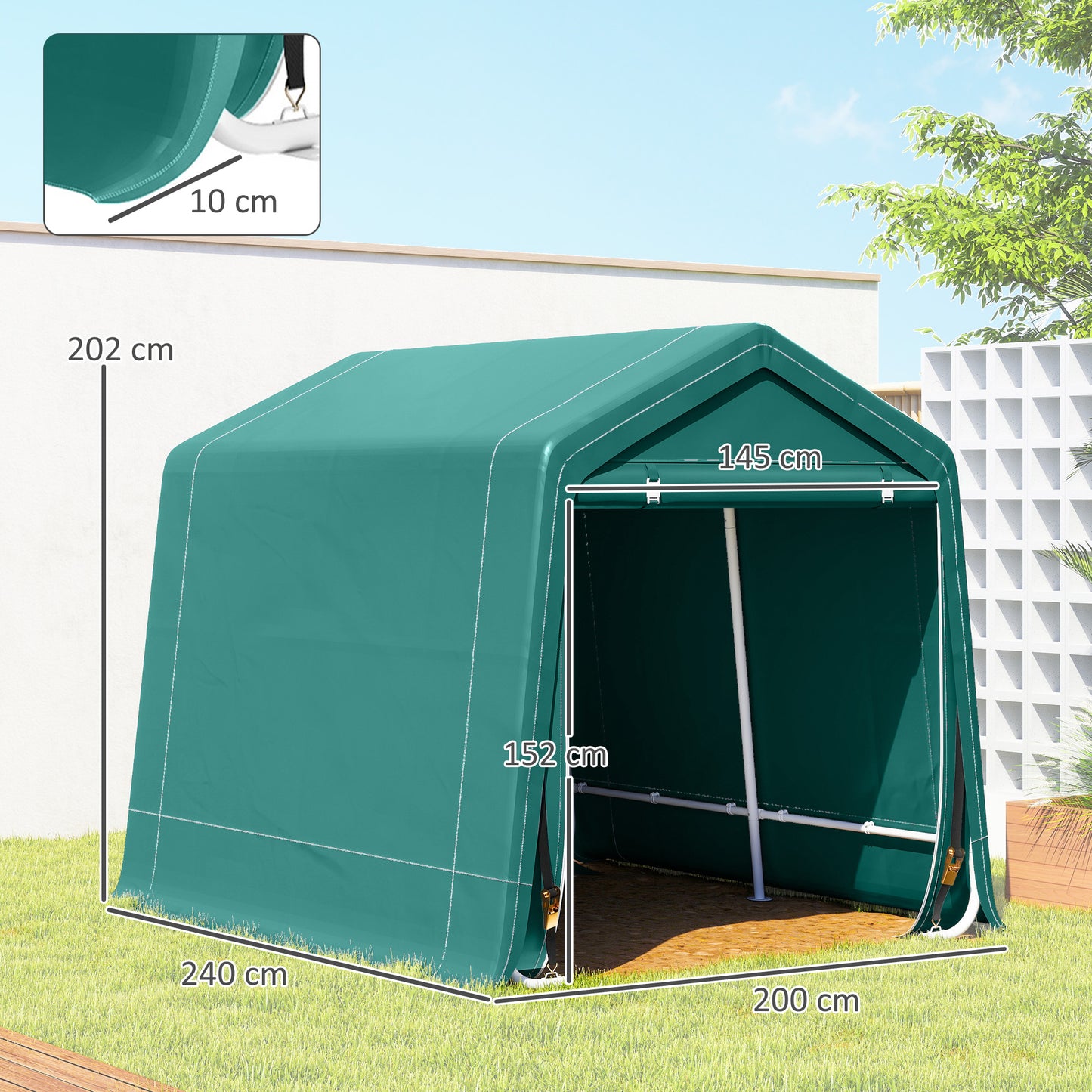 Outsunny Carpa De Jardín Exterior 2,4x2x2 M Con 2 Puertas Con Cremallera Verde_2