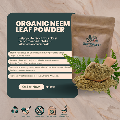 Hojas De Neem En Polvo Bio - 100g | Superalimento Ecológico Vegano Para Batidos, Smoothies Y Zumos_2