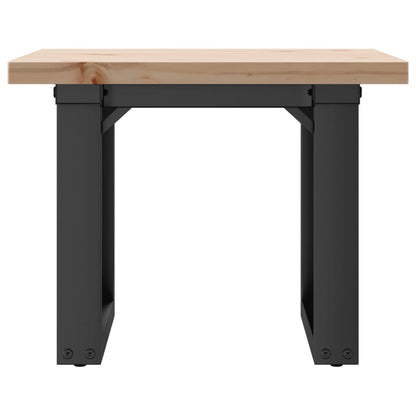 Mesa De Centro Marco O Madera Maciza Pino Y Acero 50x50x35,5 Cm_2