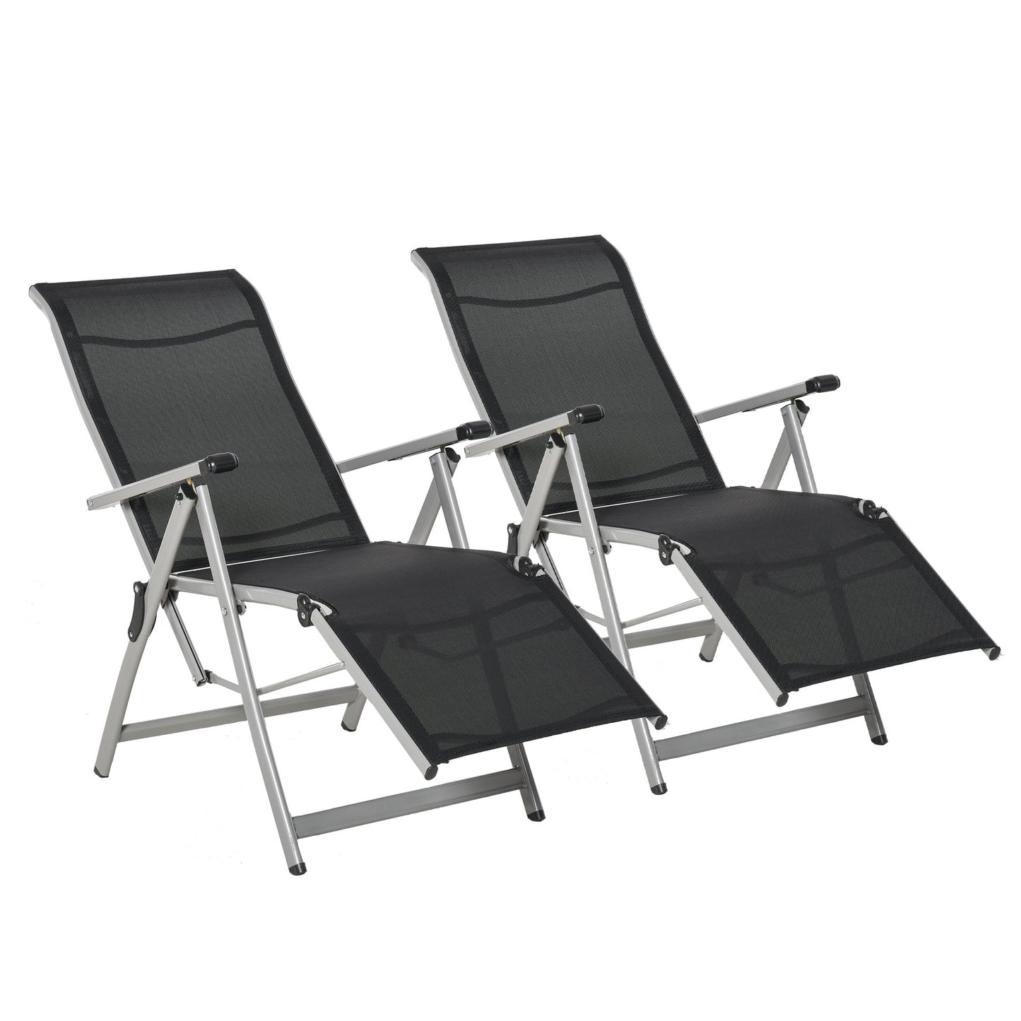 Outsunny Conjunto De 2 Tumbonas Reclinables Y Plegables 78x58x110 Cm Negro_0