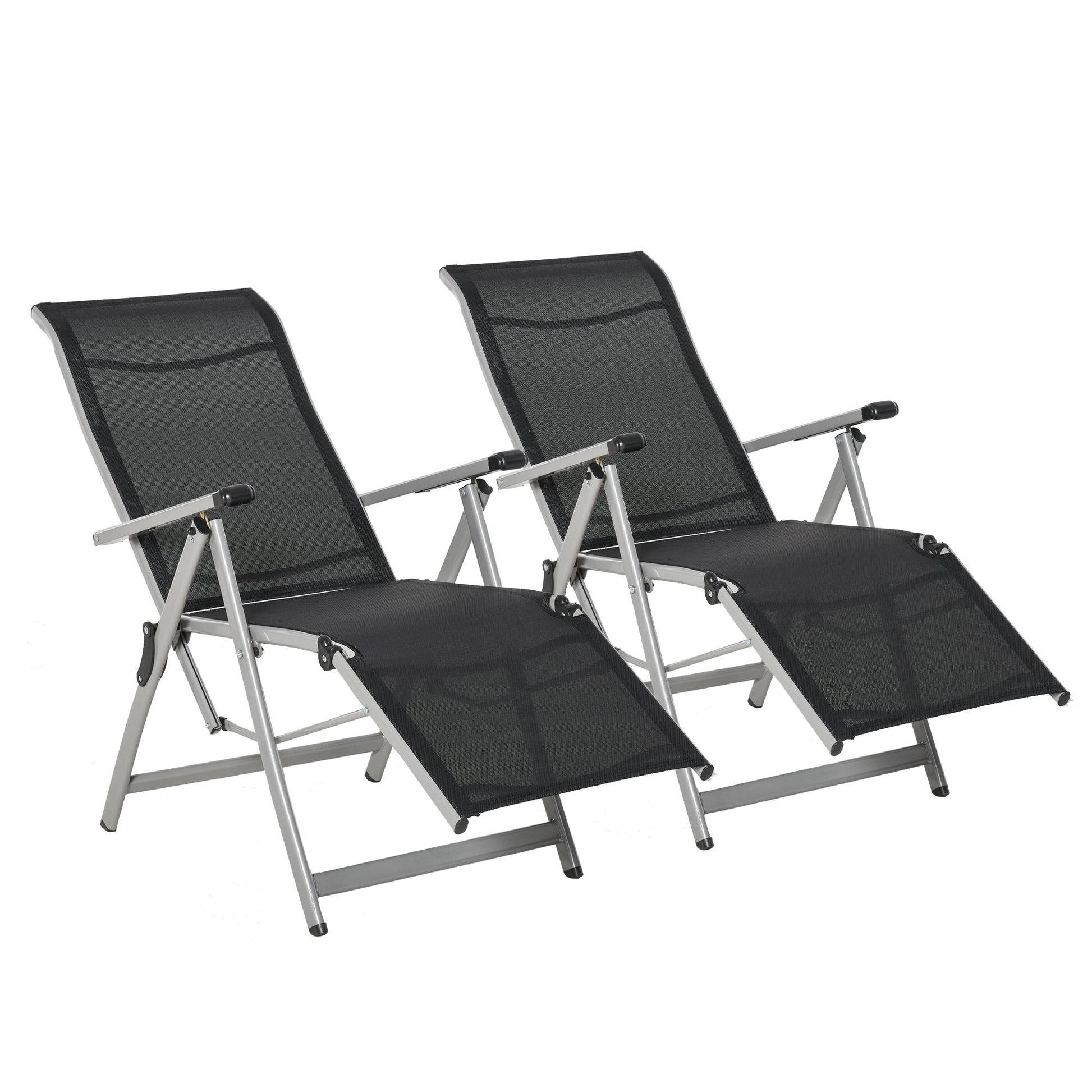 Outsunny Conjunto De 2 Tumbonas Reclinables Y Plegables 78x58x110 Cm Negro_0