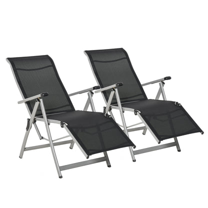 Outsunny Conjunto De 2 Tumbonas Reclinables Y Plegables 78x58x110 Cm Negro_0