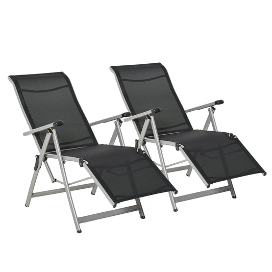 Outsunny Conjunto De 2 Tumbonas Reclinables Y Plegables 78x58x110 Cm Negro_0