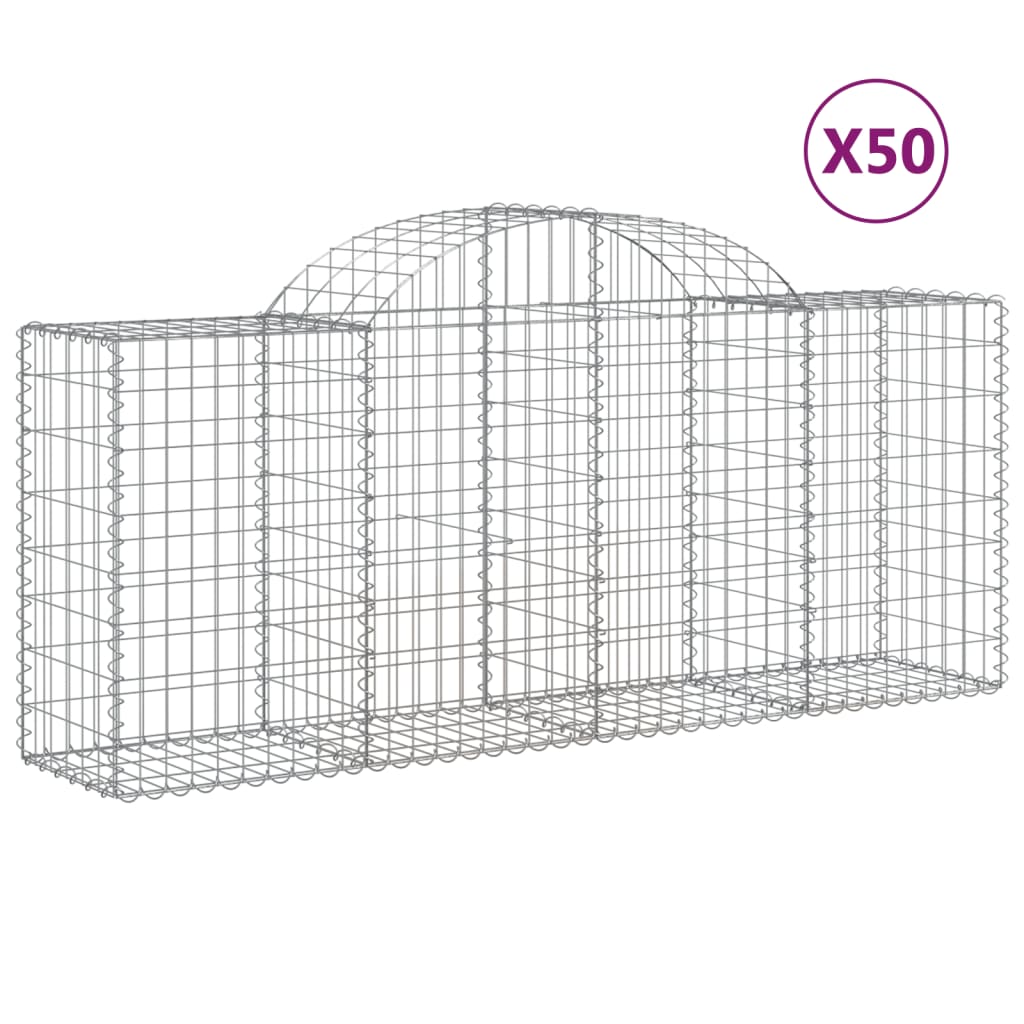 Cestas De Gaviones 50 Uds Forma De Arco Hierro 200x50x80/100 Cm_0