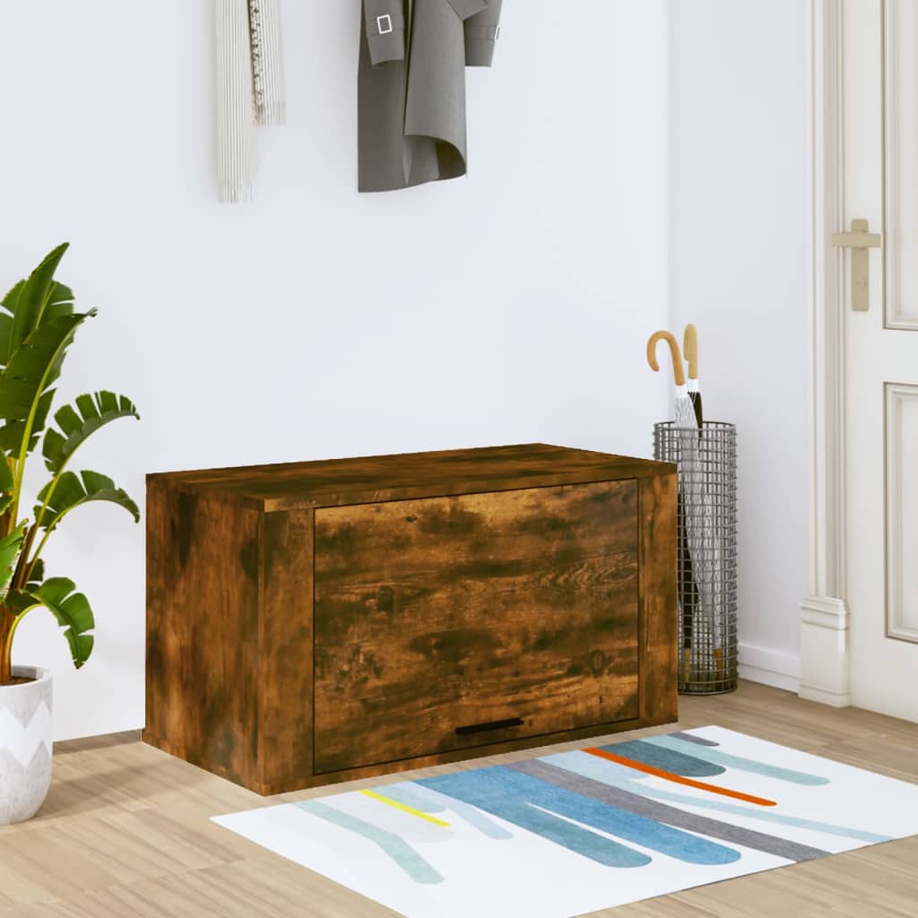 Mueble Zapatero Pared Madera Pino Roble Ahumado 70x35x38 Cm / Vetonek_3