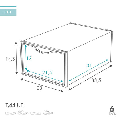 Pack 6 Cajas Zapatos Plástico Apilables Y Antivuelco Max Home_3