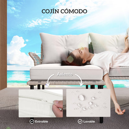 Outsunny Conjunto De Jardín De Ratán Sintético De 5 Piezas Crema_4