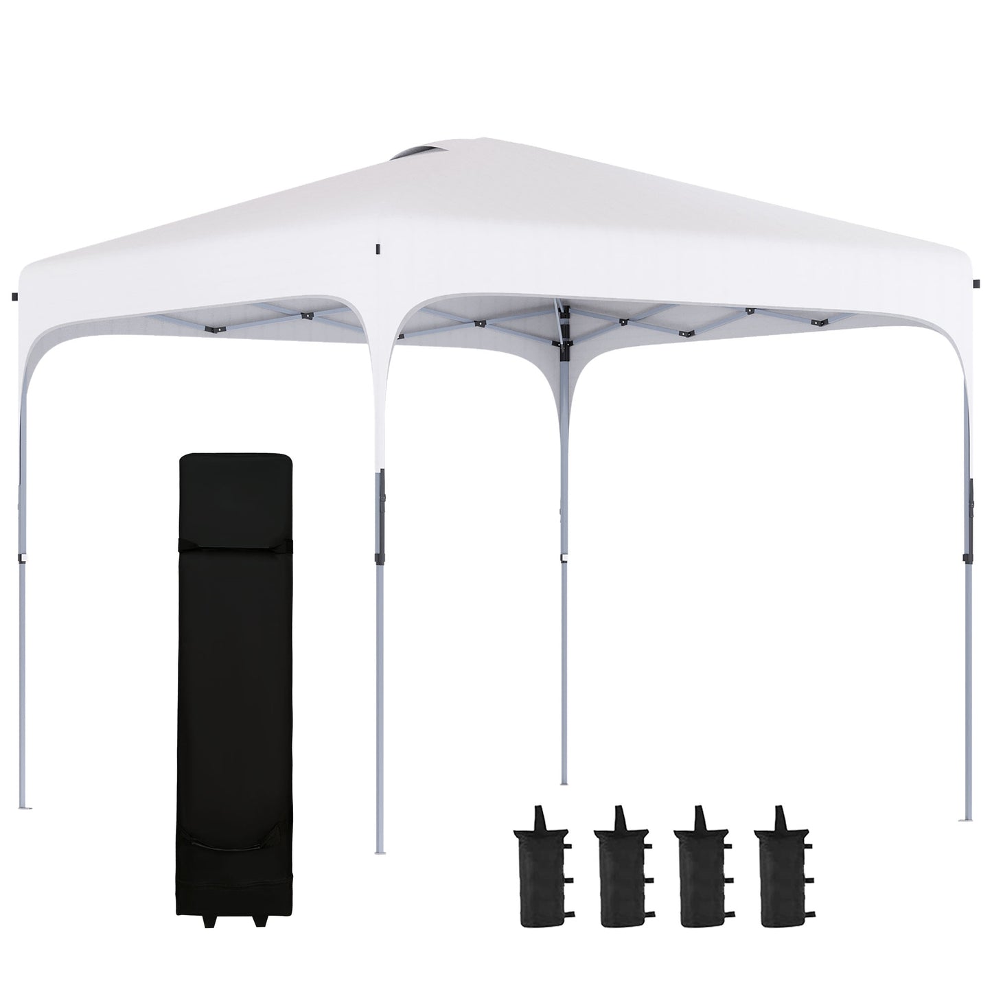 Outsunny Carpa Plegable 2,5x2,5x2,7 M Con Altura Ajustable Anti-uv Blanco_0