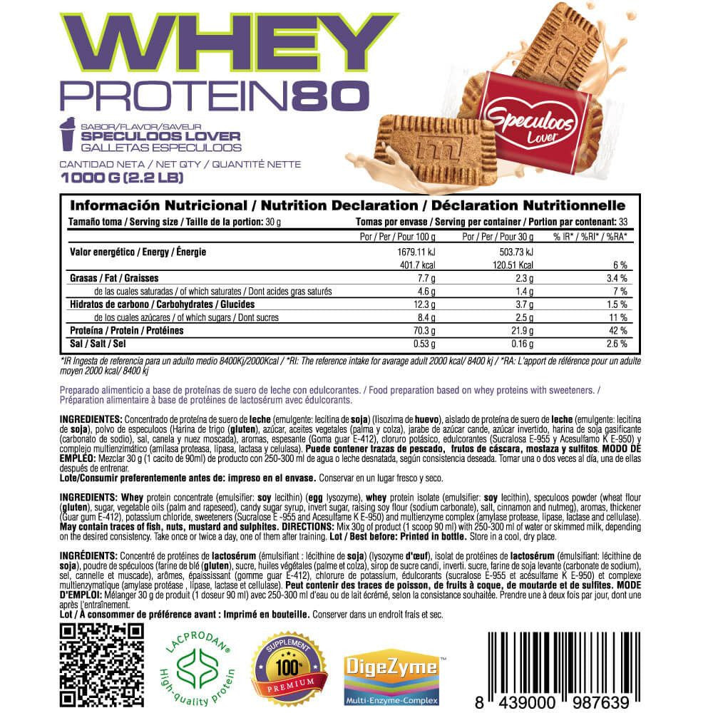 Whey Protein80 - 1kg - Galletas Speculoos - Aumenta La Masa Muscular - Masmusculo_4