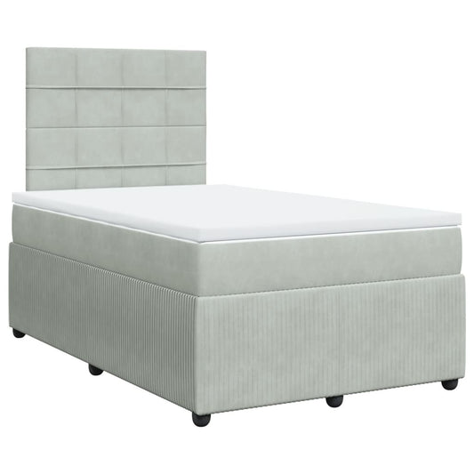 Cama Box Spring Con Colchón Terciopelo Gris Claro 120x190 Cm / Vetonek_0