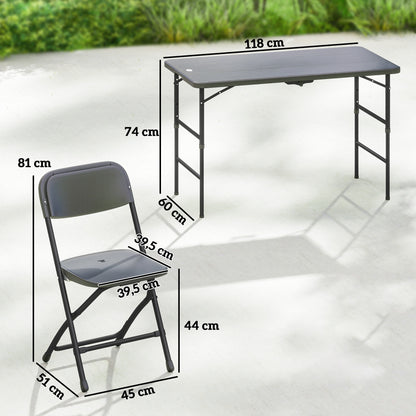 Outsunny Conjunto De Mesa Y Sillas Jardín Plegable 5 Piezas Con Mesa Ajustable_2