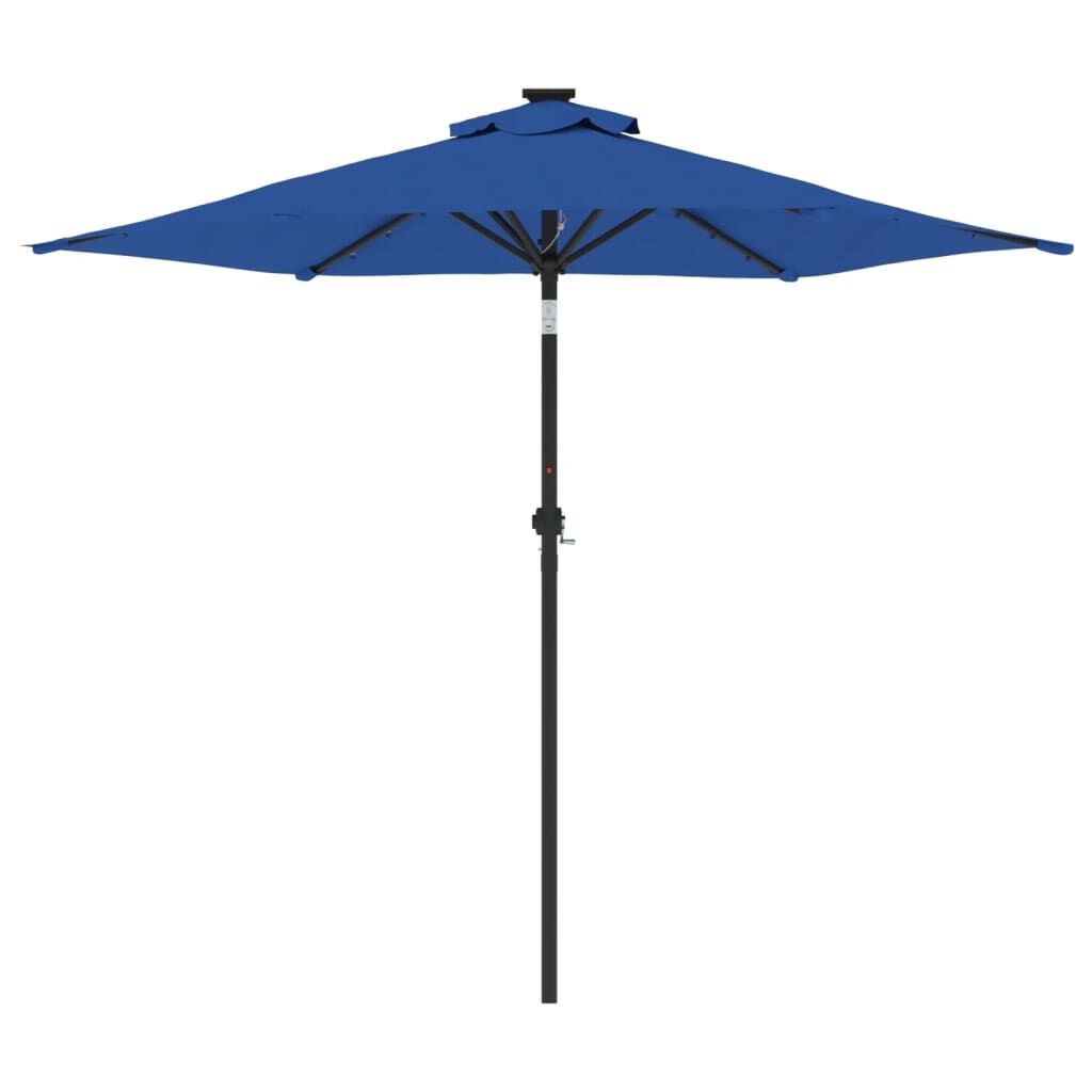 Vidaxl Sombrilla Jardín Con Luces Led Poste Acero Azul 225x225x212 Cm_4