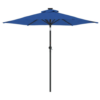 Vidaxl Sombrilla Jardín Con Luces Led Poste Acero Azul 225x225x212 Cm_4