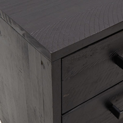 Mesita De Noche Madera Maciza De Pino Negro 36x30x45 Cm_4