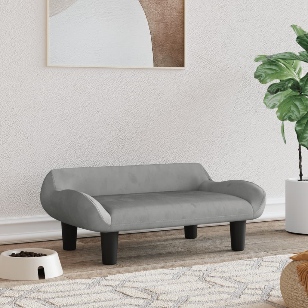 Cama Para Perros De Terciopelo Gris Claro 70x40x24 Cm / Vetonek_3