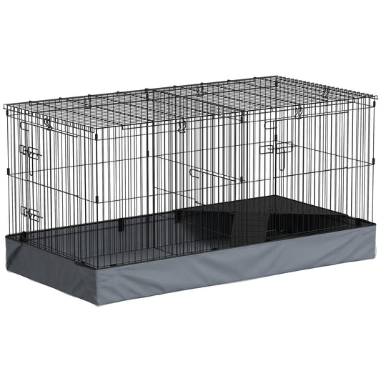 Pawhut Jaula Para Animales Pequeños 2 En 1 Con Tapa Removible 121x61x61 Cm Negro_0