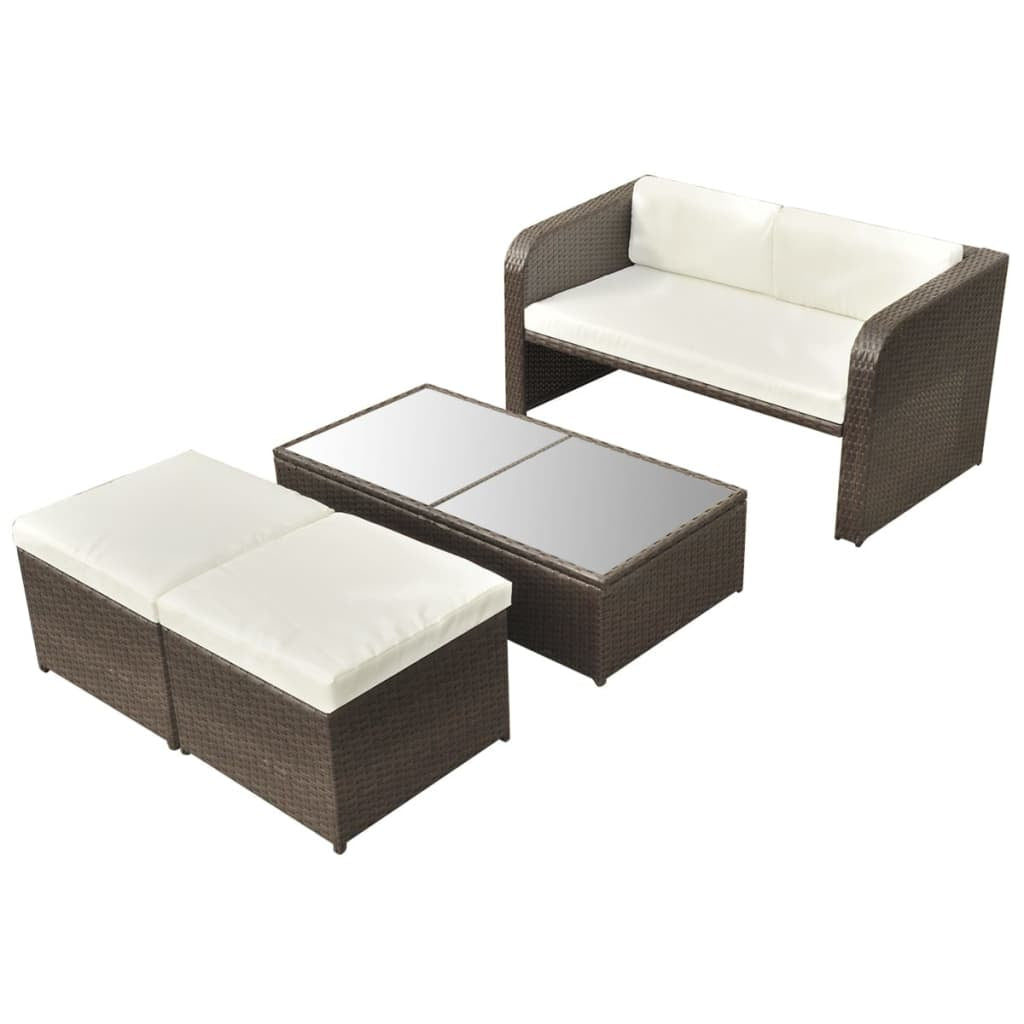 Vidaxl Set Muebles De Jardín 4 Piezas Y Cojines Ratán Sintético Marrón_1