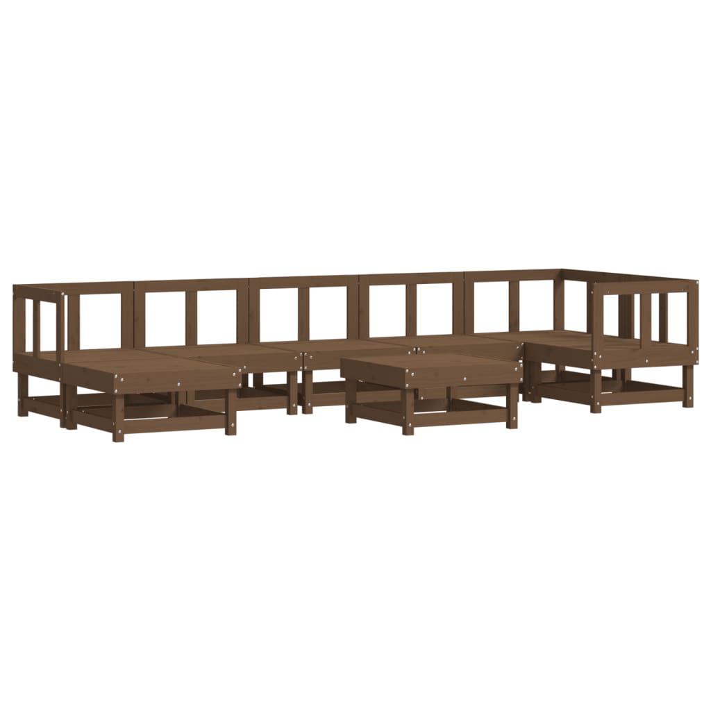 Vidaxl Juego Muebles De Jardín 8 Pzas Madera Maciza Pino Marrón Miel_0