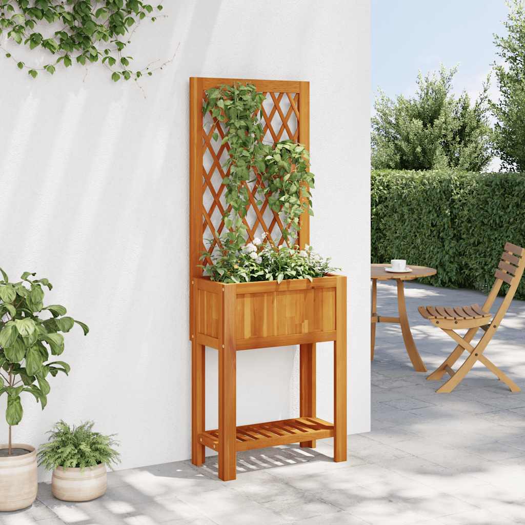 Jardinera Con Enrejado Y Estante Acacia Maciza 55x29,5x152 Cm_2