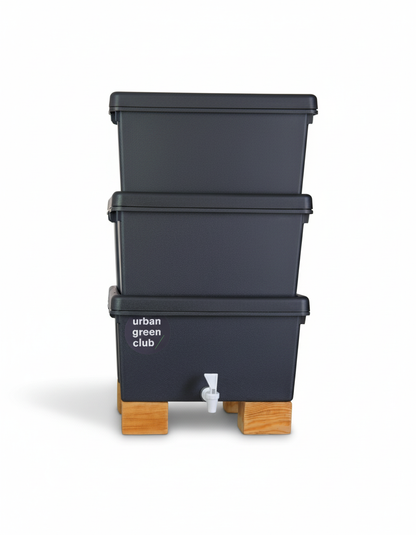 Lombricompostera Doméstica De Plástico Reciclado Urban Green Club - 38,5x30x67 Cm 48 L_0