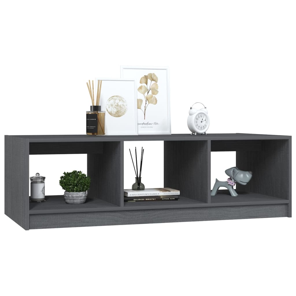 Mesa De Centro De Madera Maciza De Pino Gris 110x50x34 Cm_2