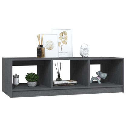 Mesa De Centro De Madera Maciza De Pino Gris 110x50x34 Cm_2