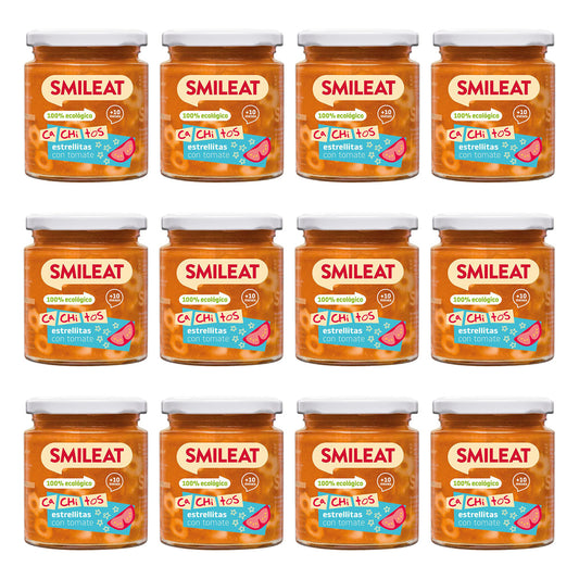 Pack 12x Tarrito Pasta con Tomate Ecológico CA CHI TOS Smileat, 230g