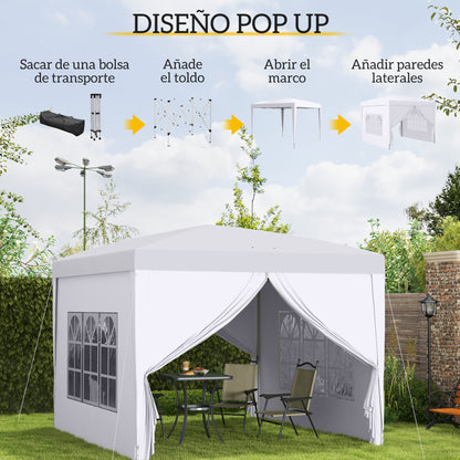 Outsunny Carpa Plegable Con 4 Paredes Desmontables 3x3 M Para Exterior Blanco_3