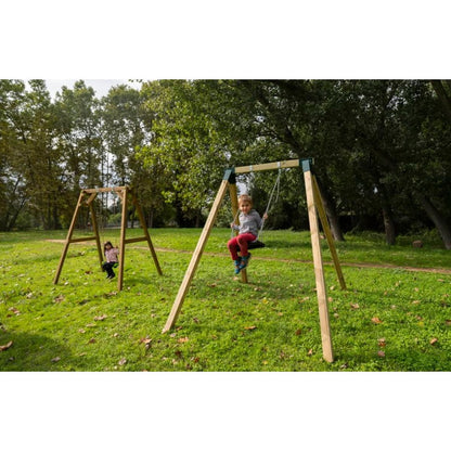 Columpio Individual De Madera Cuadrada Masgames Karai Deluxe Adultos Con Cadenas.