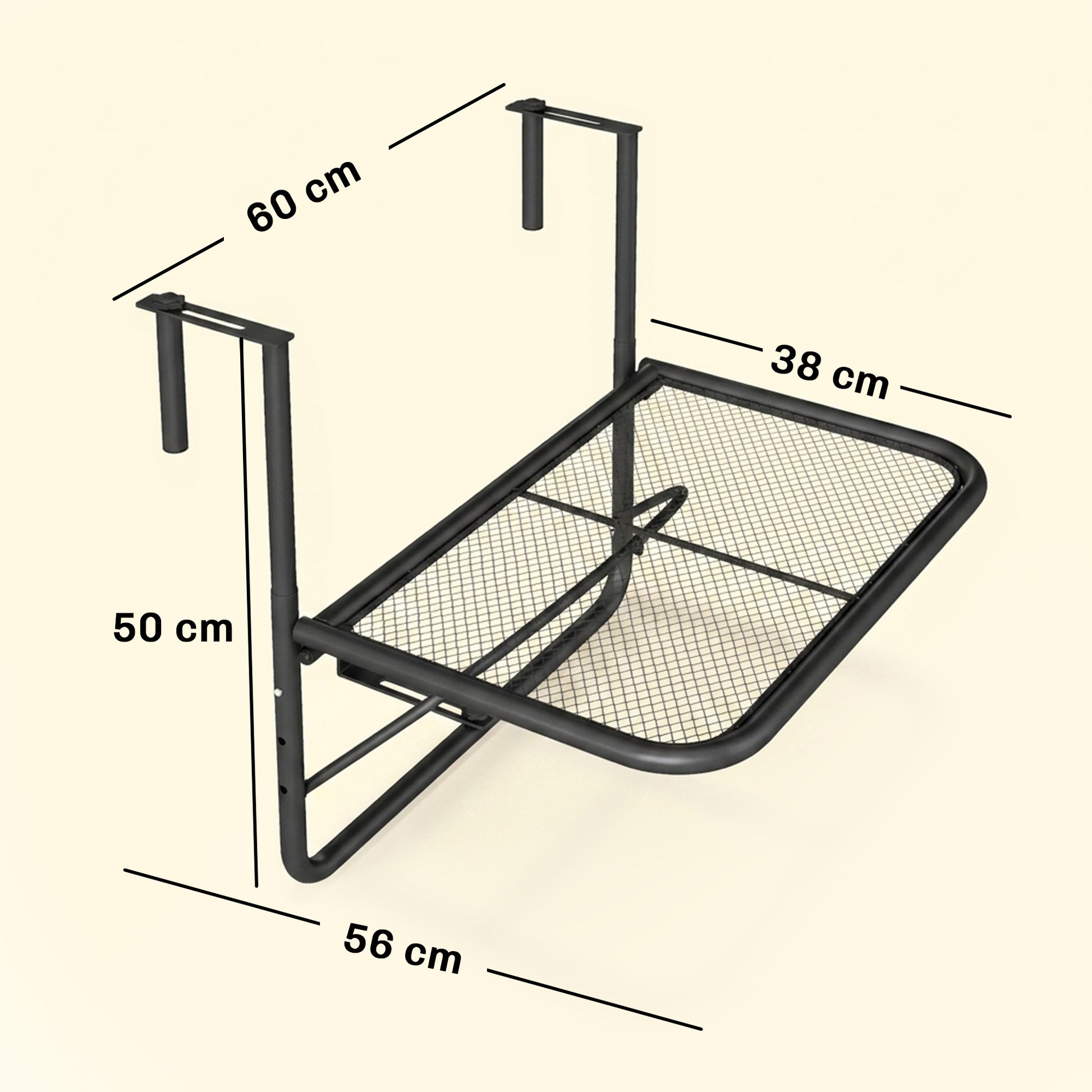 Outsunny Mesa Colgante Balcón Altura Ajustable En 3 Posiciones Carga 30kg_2