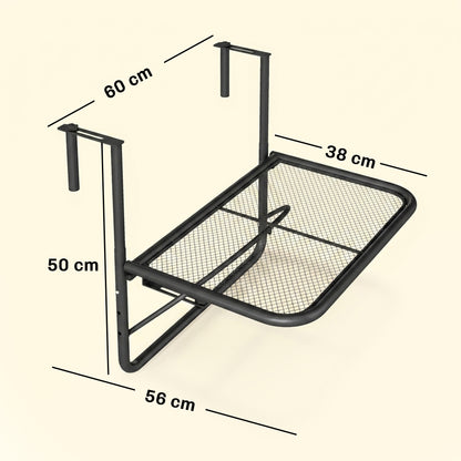 Outsunny Mesa Colgante Balcón Altura Ajustable En 3 Posiciones Carga 30kg_2