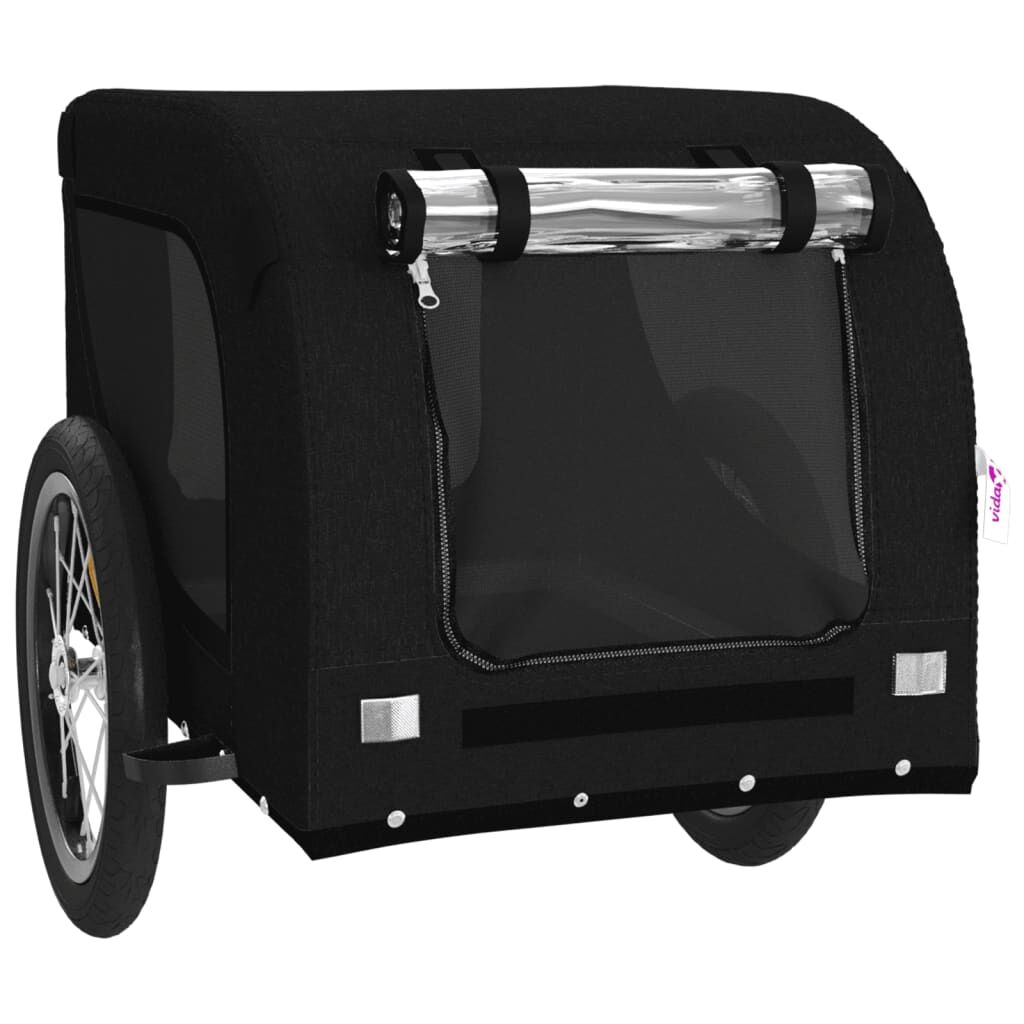 Vidaxl Remolque De Bicicleta Mascotas Hierro Tela Oxford Negro_3