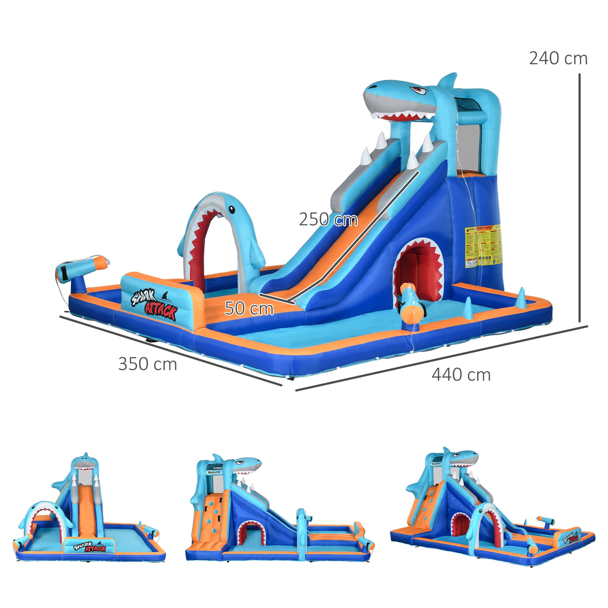 Outsunny Castillo Hinchable Infantil 6 En 1 Con Tobogán 440x350x240 Cm Multi_2