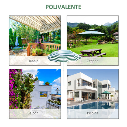 Sombrilla De Playa Outsunny Tela Poliéster, Metal Verde Y Blanco 180x180x200 Cm_5