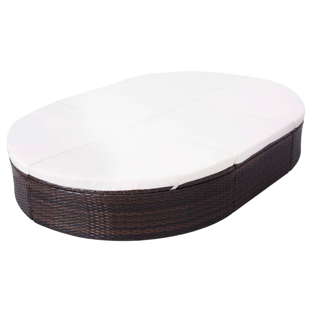 Vidaxl Tumbona De Jardín Con Cortinas De Ratán Sintético Marrón_4