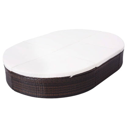 Vidaxl Tumbona De Jardín Con Cortinas De Ratán Sintético Marrón_4