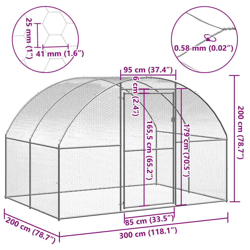 Vidaxl Gallinero De Exterior De Acero Galvanizado 3x2x2 M_2