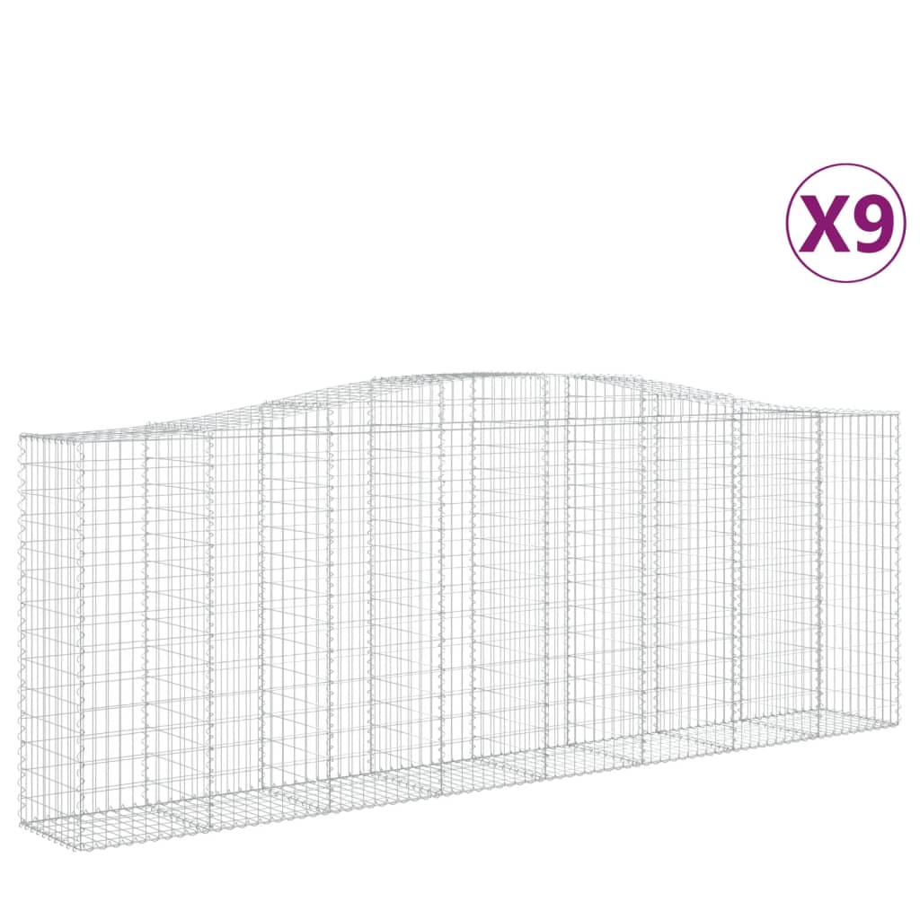 Cestas Gaviones 9 Uds Forma De Arco Hierro 400x50x140/160 Cm_0
