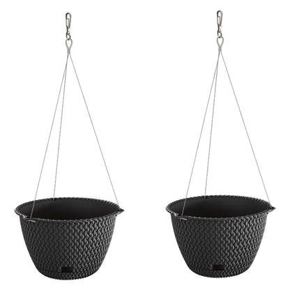 2x Maceta Redonda Colgante 3l Prosperplast Splofy De Plastico En Color Antracita, Ø23 X 14,5 Cm_0