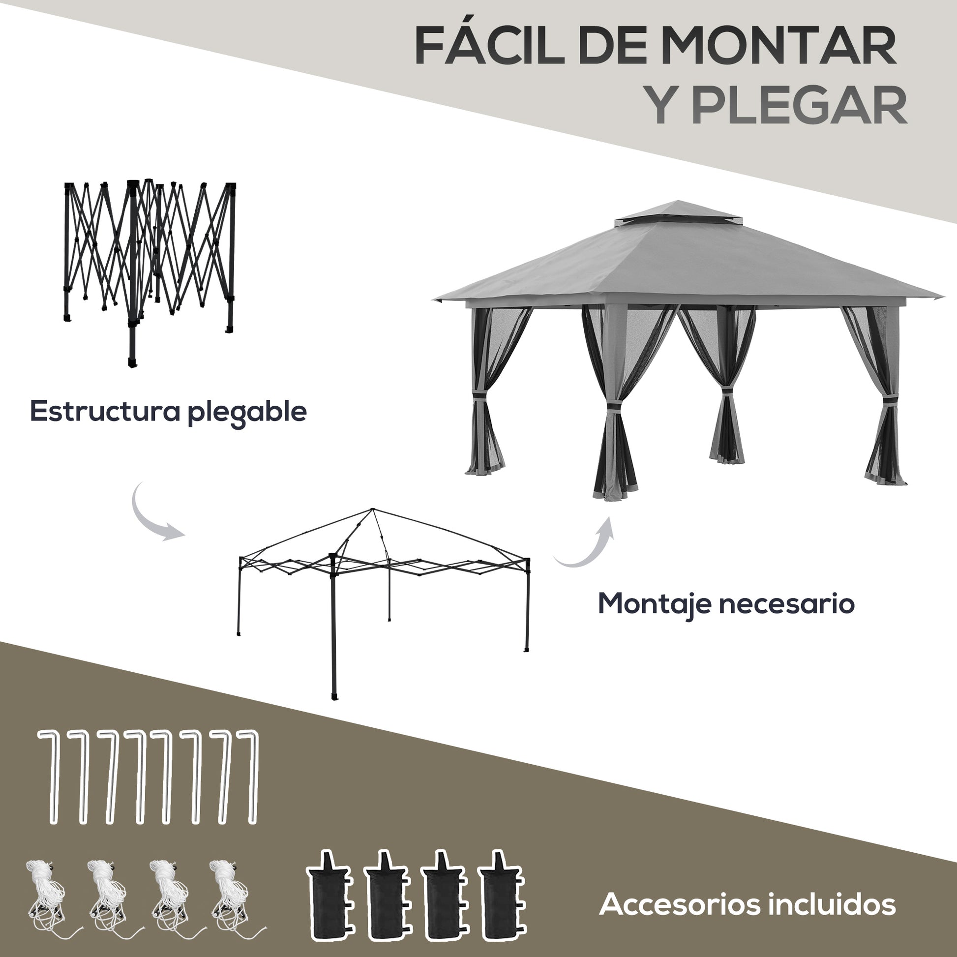 Outsunny Carpa Plegable Pop-up 4x4x2_4