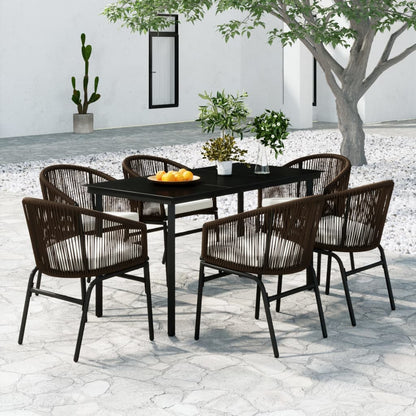 Juego De Comedor De Jardín 7 Piezas Marrón / Vetonek_5