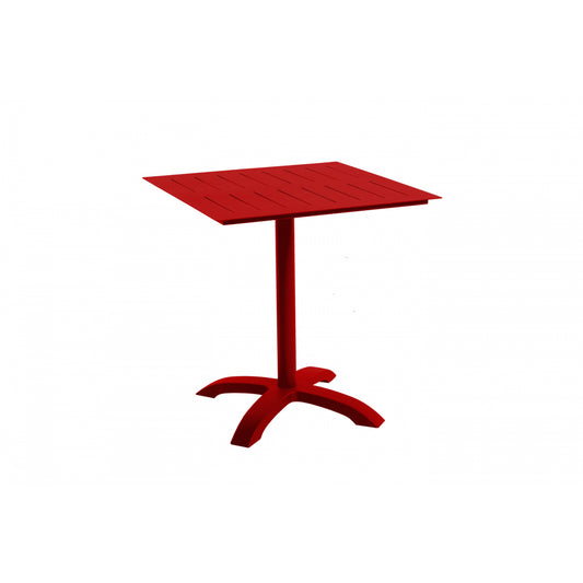 Mesa Jardín Cuadrada 2 Personas Bistro Inari Rojo Aluminio 70x70cm - Muebles De Jardín_0